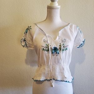 Rampage Boho Peasant Crop Top Size L